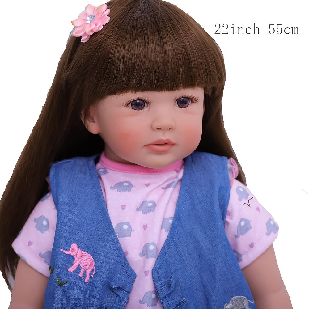 22" 55 Cm Reborn Doll Soft Vinyl Silicone Lifelike Doll Eyes