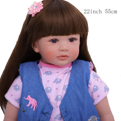 22" 55 Cm Reborn Doll Soft Vinyl Silicone Lifelike Doll Eyes