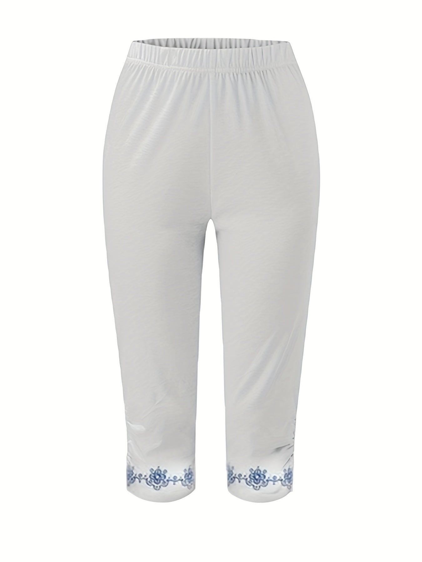 Graphic Print Elastic Waist Cropped Leggings