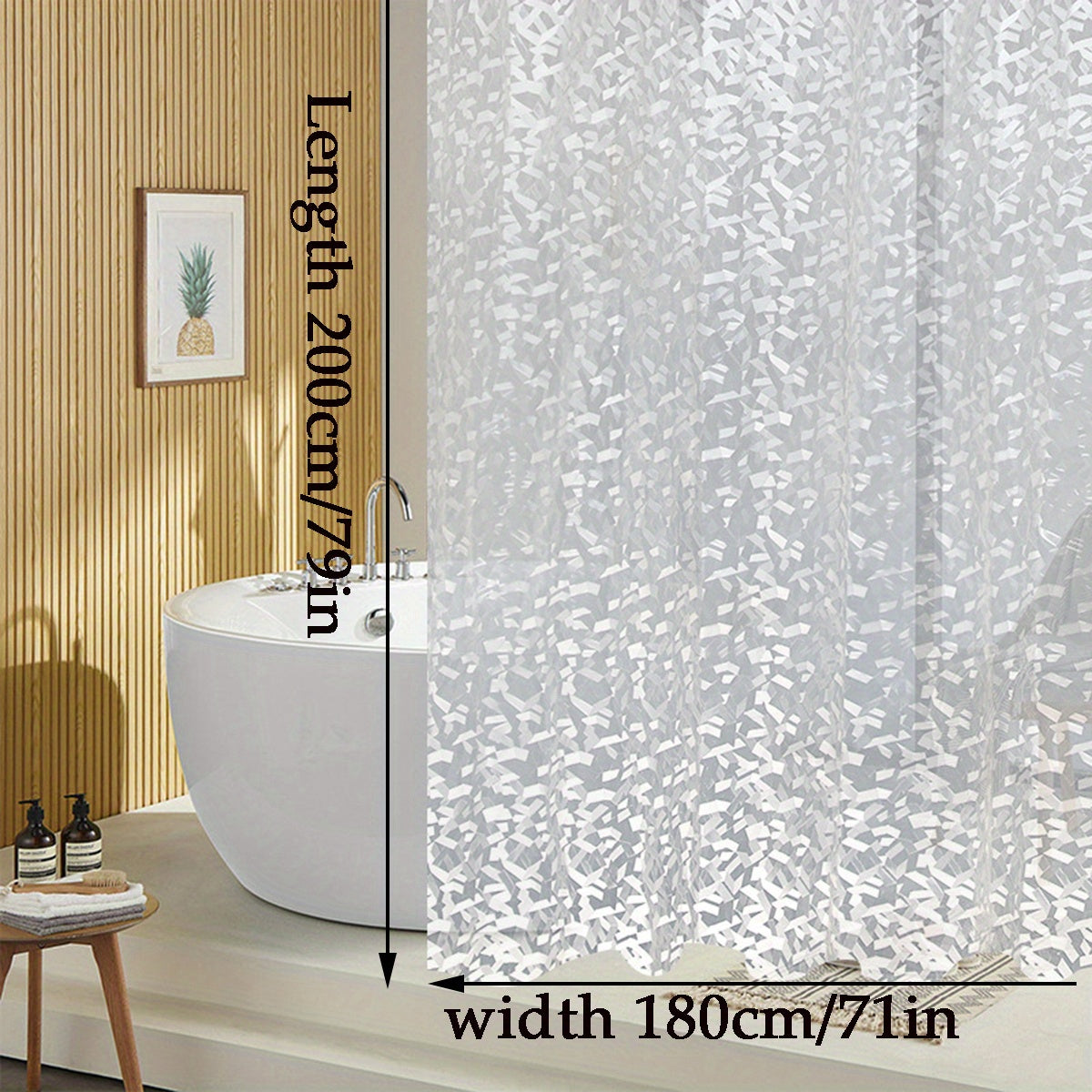 Waterproof 3D Shower Curtain with Metal Grommet, Thickened Fabric