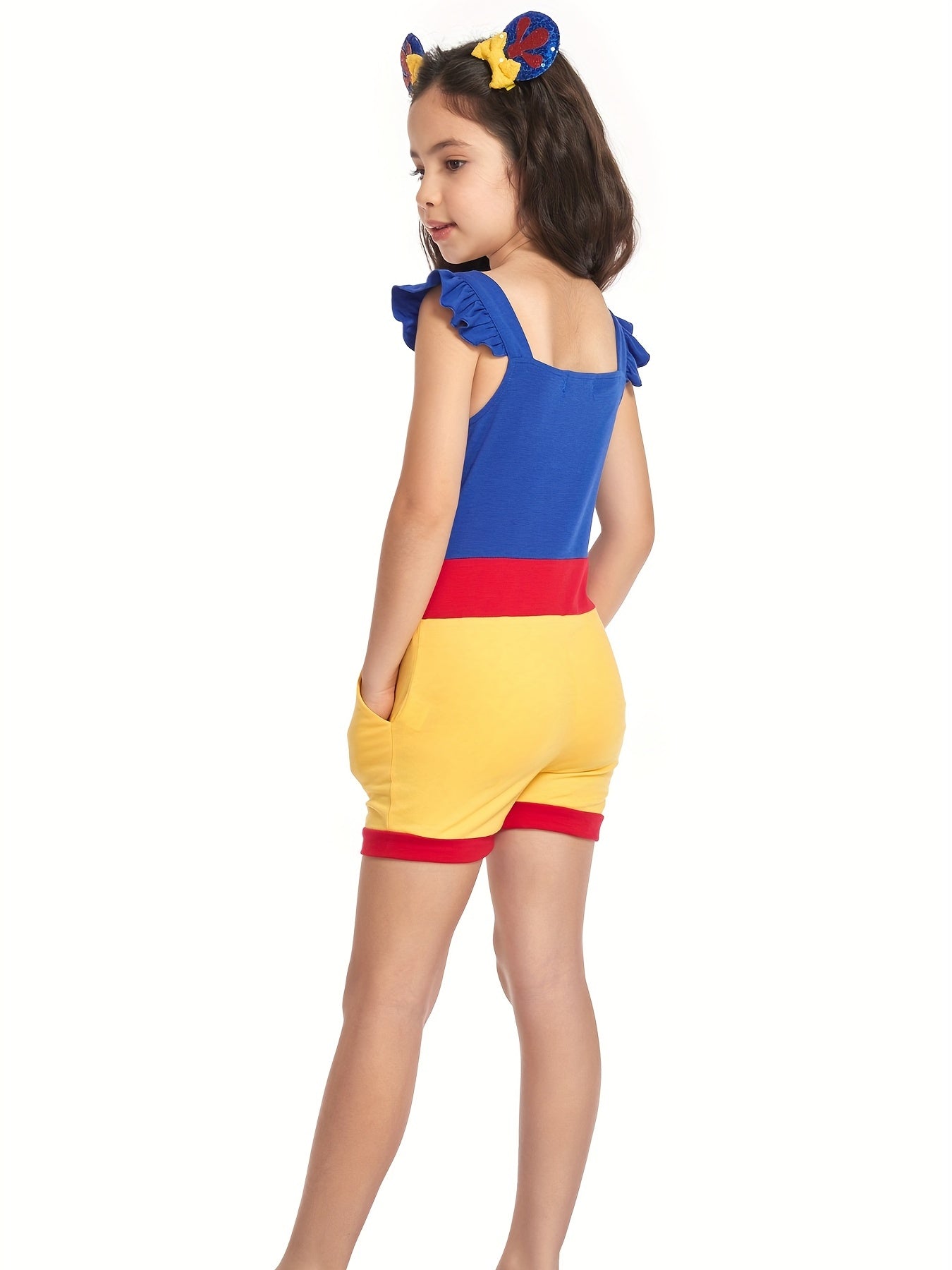 Toddler Girls Ruffle Trim Bow Front Rompers Jumpsuits