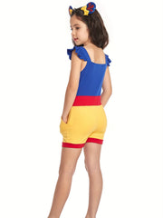 Toddler Girls Ruffle Trim Bow Front Rompers Jumpsuits