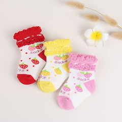 6 Pairs Baby Girls Lace Crew Socks Jacquard Infant Newborn Socks