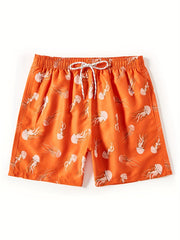 Jellyfish Print Tropical Drawstring Swim Trunk Men's Board Shorts