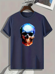 Skull Pattern Print Men's Sports T-shirt Outdoor Clothes Fitness Gift