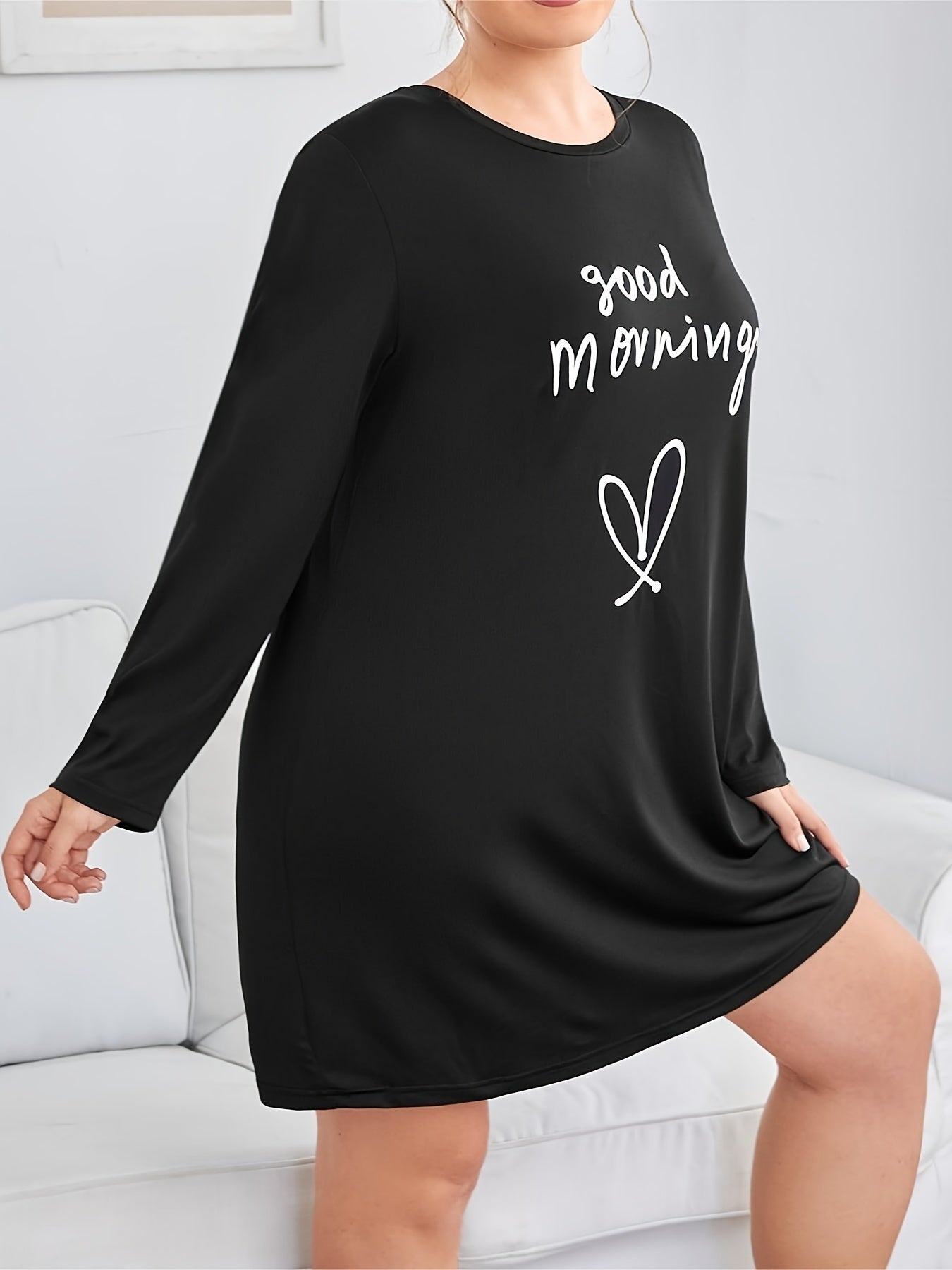 Heart Print Short Sleeve Comfort Sleep Dress