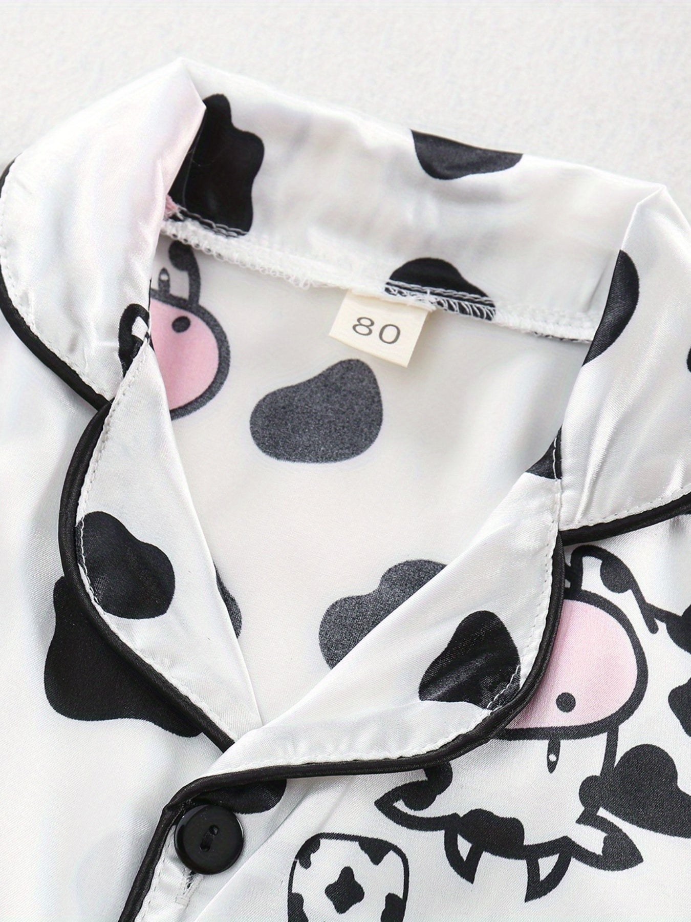 Toddler Girl's Cow Pajamas Set Cute Button Top & Shorts PJ Lounge Wear