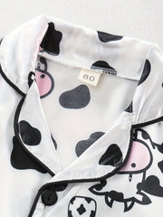 Toddler Girl's Cow Pajamas Set Cute Button Top & Shorts PJ Lounge Wear
