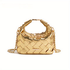 Versatile Chain Handbag for Women with Woven Dumpling Design