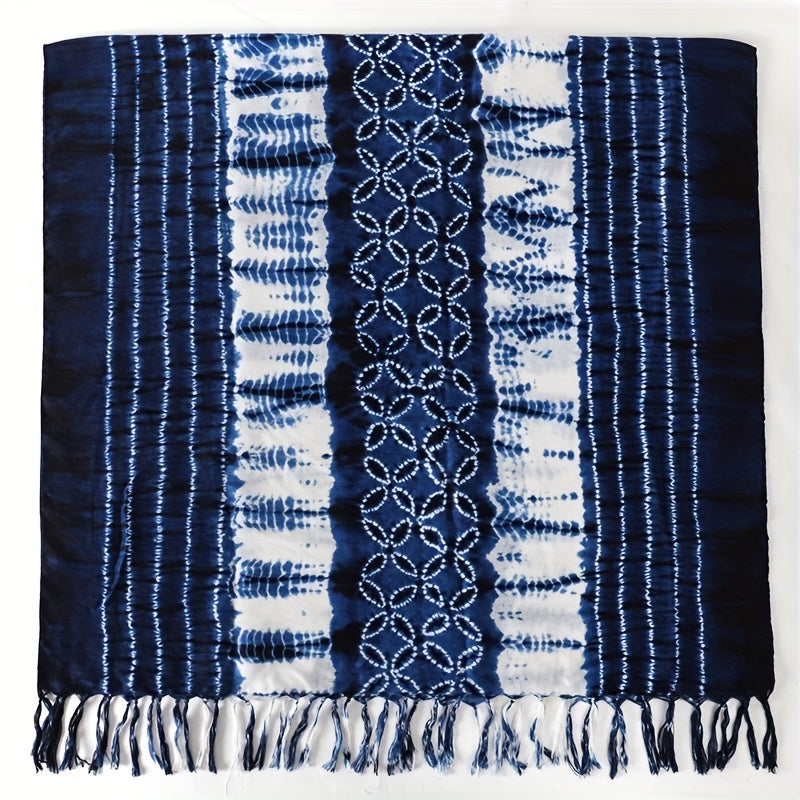 Men's Dark Printed Casual Scarf With Beard