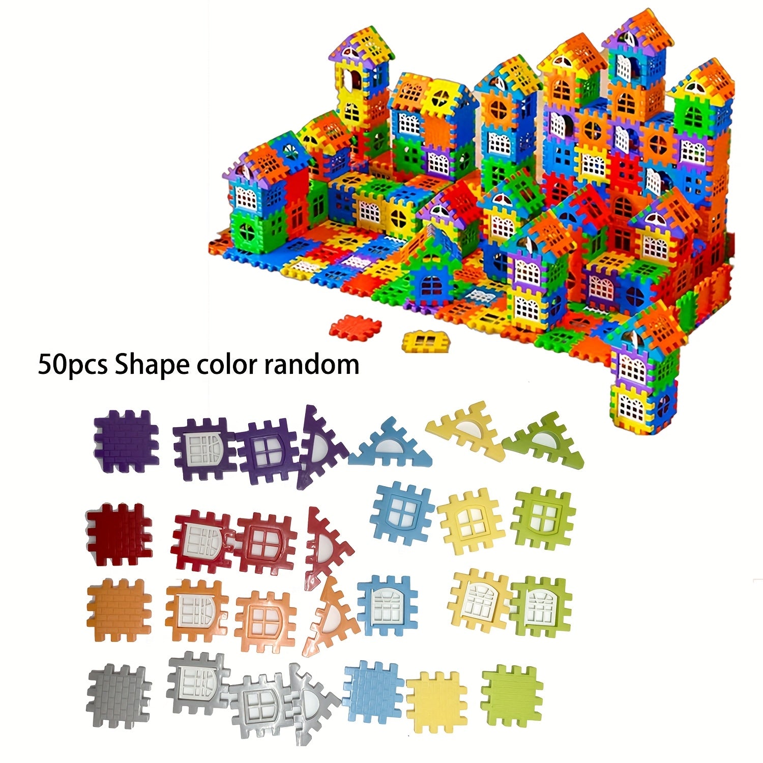 Colorful Large House Building Blocks with Window Creative House Building Toy