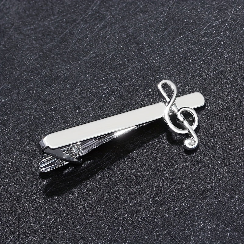 Men's Musical Note Tie Clip Silver Business Tie Decor