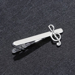 Men's Musical Note Tie Clip Silver Business Tie Decor