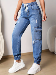 Jogger Jeans Drawstring Waist Cargo Pants Women's Denim Jeans