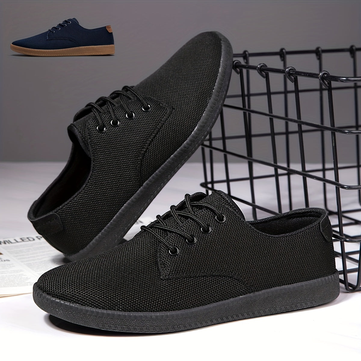 Men's Breathable Lace Up Knit Sneakers for Casual Outdoor Walking