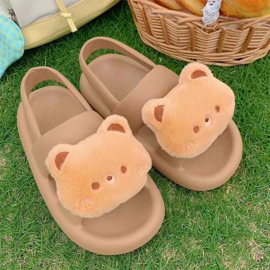 Cartoon Bear Open Toe Sandals For Boys Breathable Lightweight Sandals
