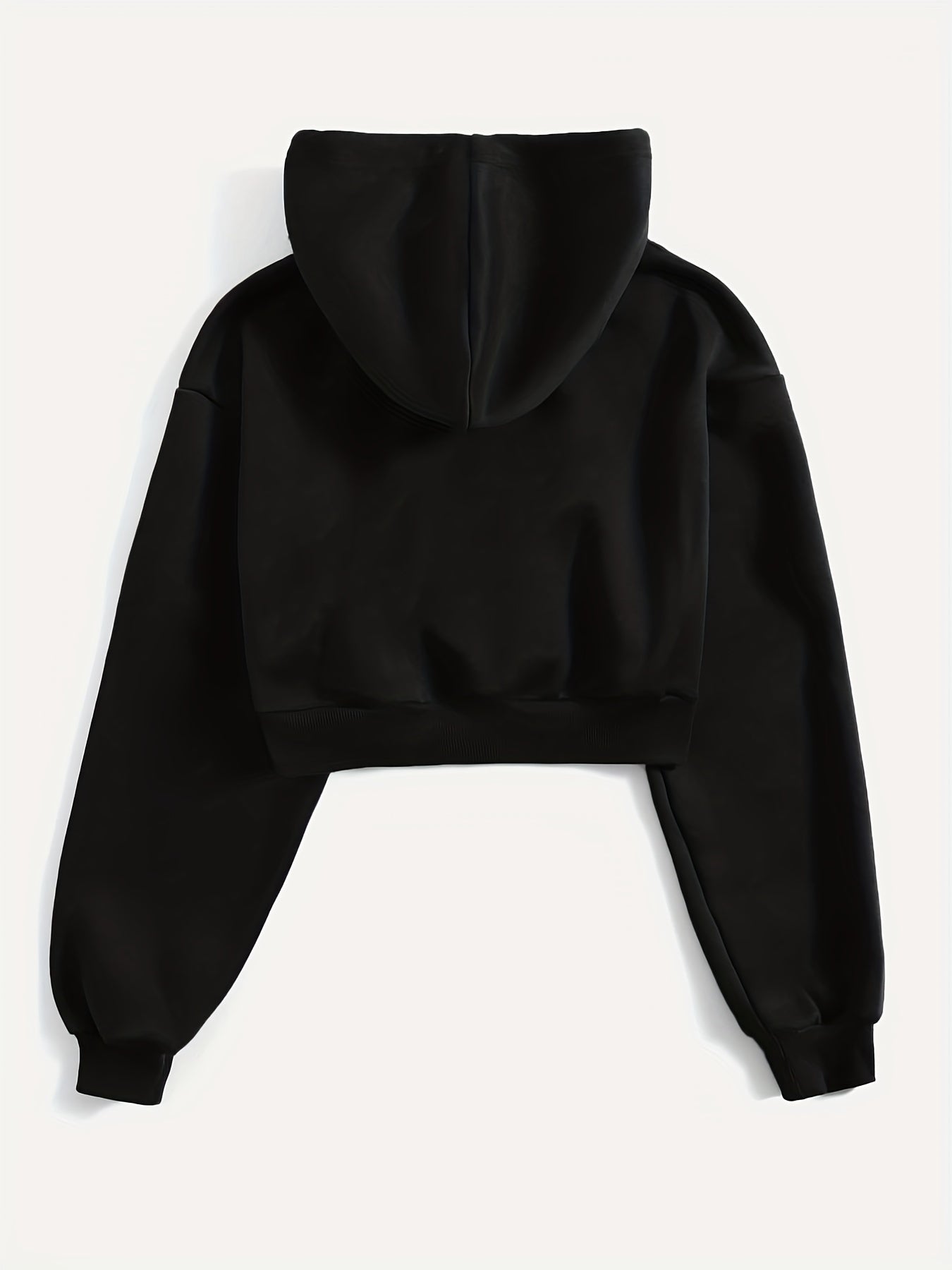 Solid Cropped Hoodies Drawstring Sweatshirt