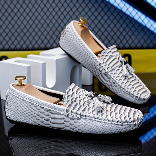 Men's Fish Scale Tassel Loafer Shoes Moccasins Non-slip Slip On Shoes