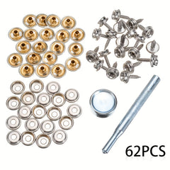 62pcs Marine Stainless Steel Canvas Screw Press Stud Snap Fasteners Kit