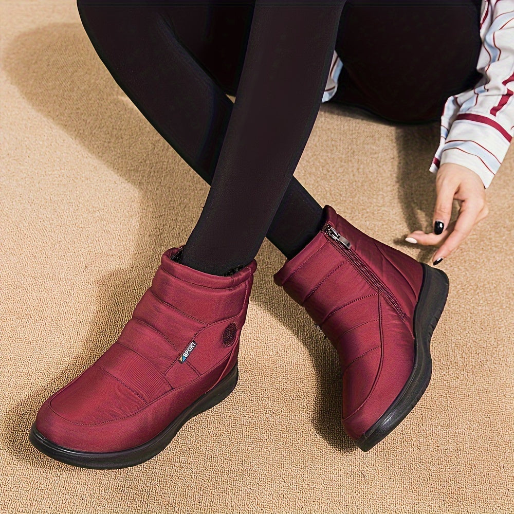 Women's Waterproof Snow Boots Fur Lined Zipper Lightweight Ankle Boots