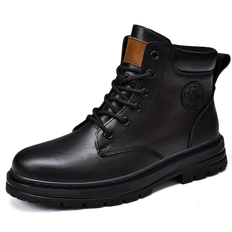 Men's Lace-Up Ankle Boots Padded Collar Casual Walking Shoes