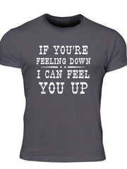 Slightly Stretch Men's Letter Print T-shirt