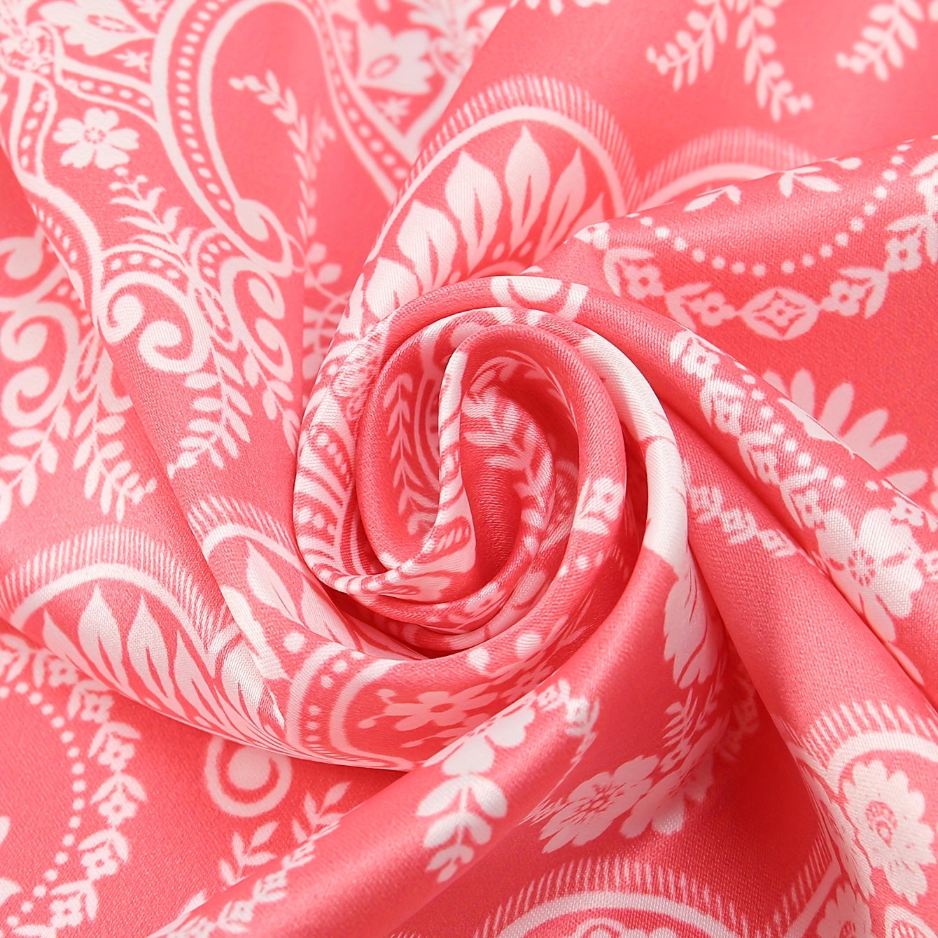 Red Printed Striped Bandana Boho Floral Square Scarf Women Casual Head Wrap