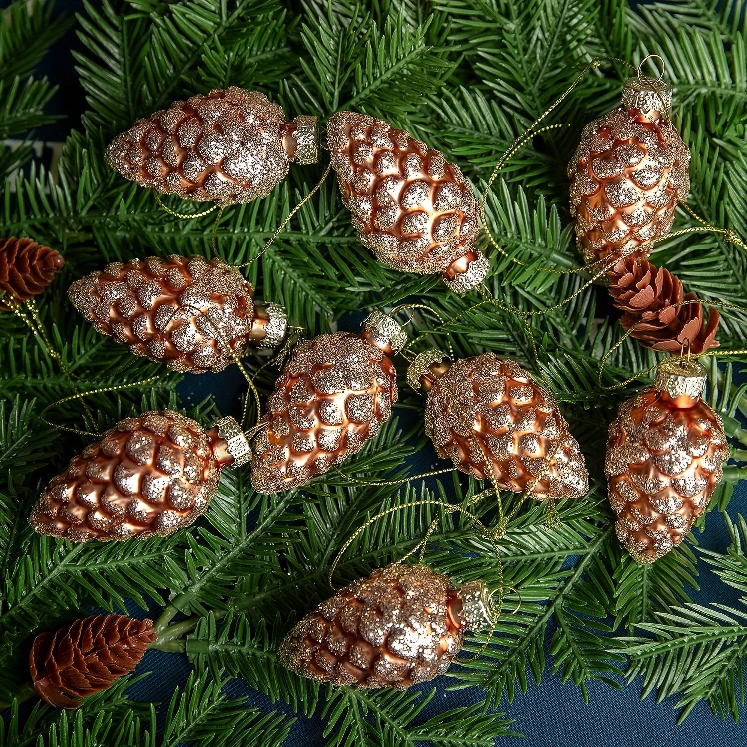 5pcs Glass Pine Cones Christmas Tree Decorations