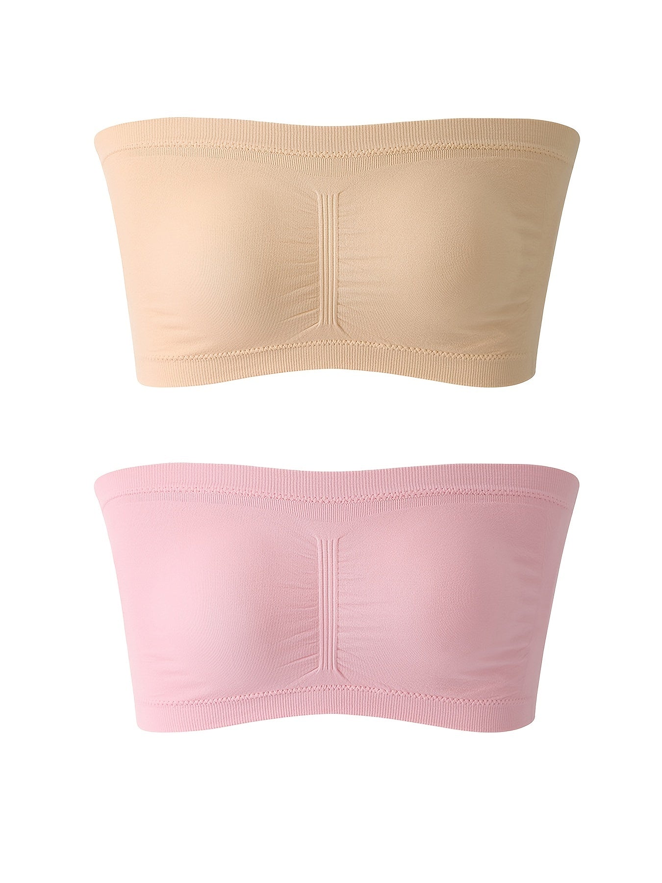 2pcs Strapless Bandeau Bras Comfy & Soft Stretch Everyday Bra