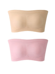 2pcs Strapless Bandeau Bras Comfy & Soft Stretch Everyday Bra