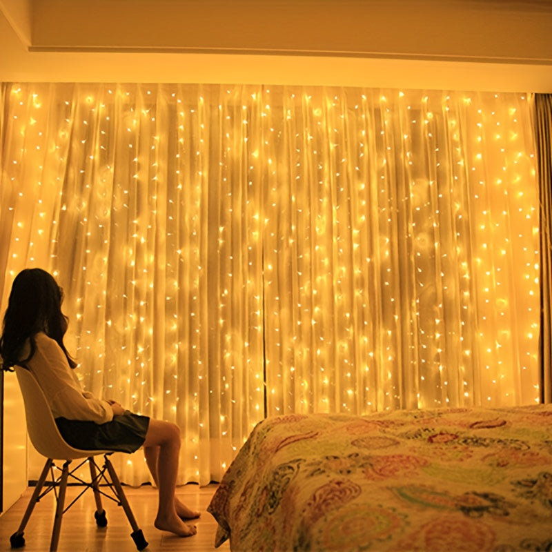 Remote Control LED Christmas Lights Copper Wire Curtain String Fairy Light