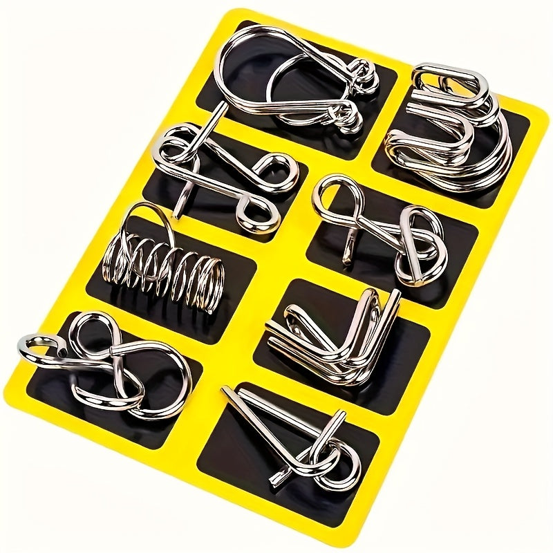 Luban Lock Toy Set of 8 Golden Rings Family Party Game