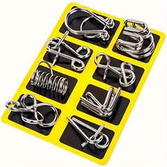 Luban Lock Toy Set of 8 Golden Rings Family Party Game