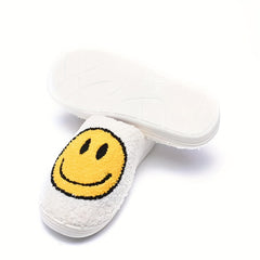 Women's Smile Face Plush Slippers Warm & Cozy Fuzzy Shoes