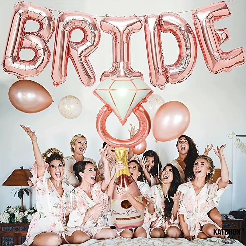 Bachelorette Party Decorations Kit Bride Balloons Banner Ring & Champagne