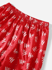 2pcs Girls Christmas Red Pajamas Set