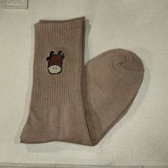5 Pairs Cow Print Socks Women's Mid Tube Stockings