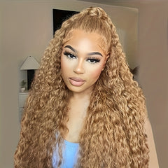 30 32 Long Inch Honey Blonde Deep Weave Curly Human Hair Wig