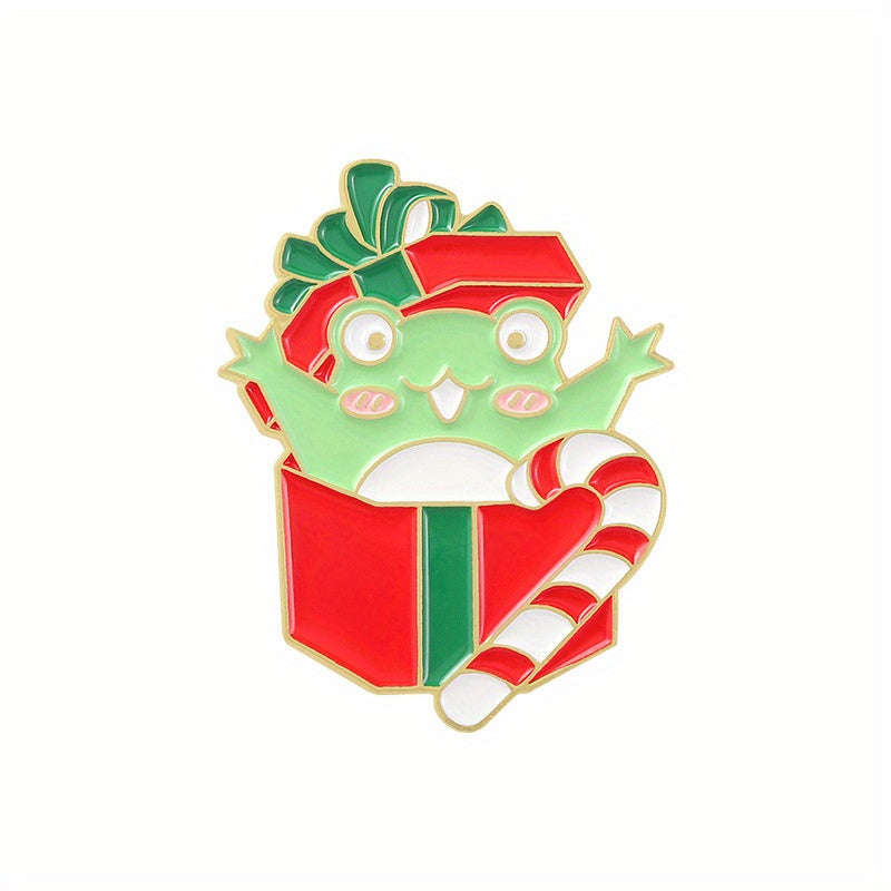 Christmas Frog Brooch Pin Cartoon Toad Animal Lapel Pin For Women