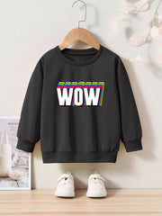 OERYUI WOW Letter Print Sweatshirt Comfy Pullover Boys Kids Sports