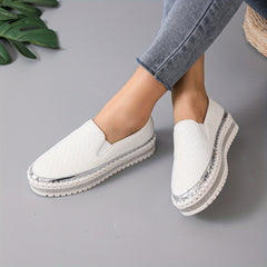 Women's Plaid Pattern Skate Shoes Slip On Platform Sneakers
