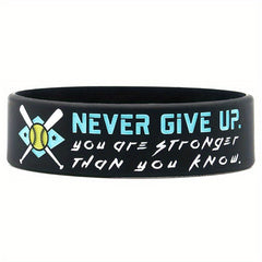 Motivational Softball Silicone Bracelet for Players - Never Give Up!