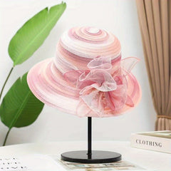 Breathable Gradient Organza Flower Bucket Hat