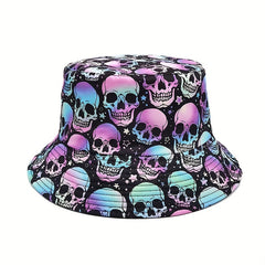 Skull Print Fisherman Hat Men's Spring Summer Double-sided Hip hop Sun Hat