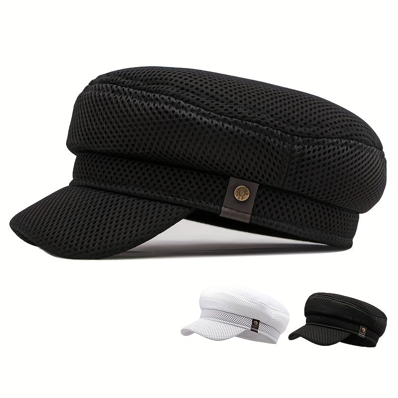 Mesh Hollow Out Flat Cap Vintage Navy Hat Sun Protection Beret