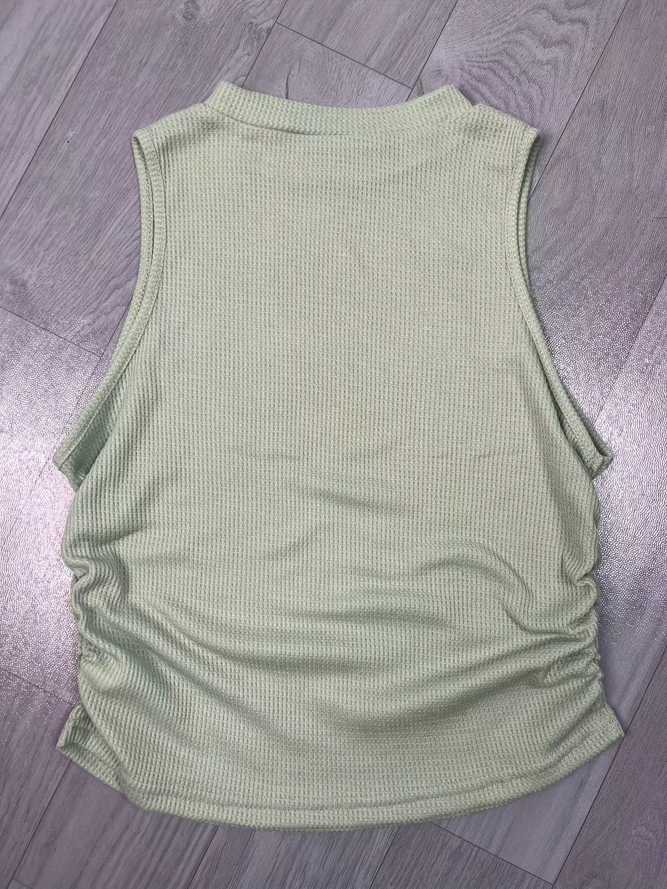 Ruched Mock Neck Tank Top Sleeveless Slim Fit Summer Top