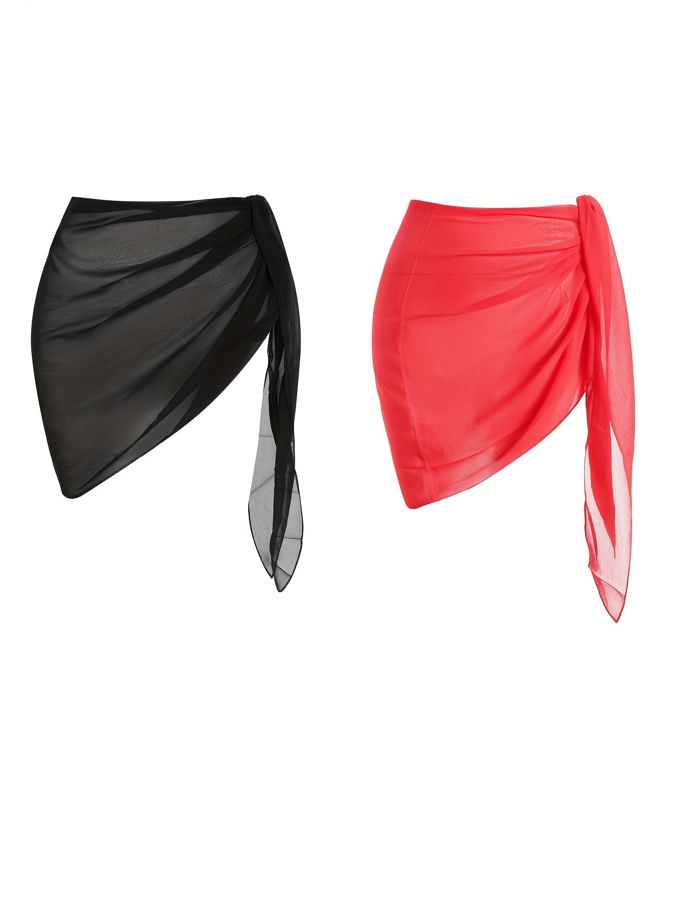 Solid Beach Wear Sarong Skirts 2 Pack Vacation Summer Mini Skirts