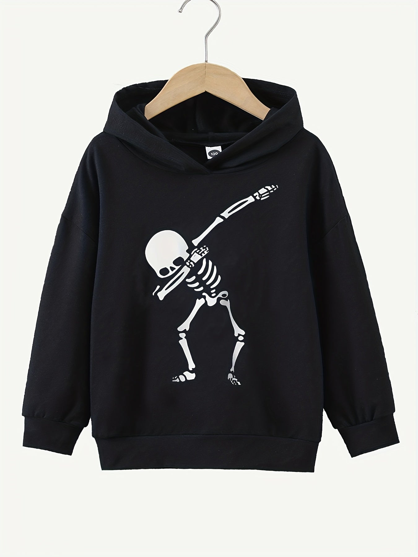 Funny Skeleton Dancing Print Boys Pullover Hooded Sweatshirt