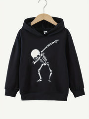 Funny Skeleton Dancing Print Boys Pullover Hooded Sweatshirt