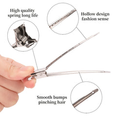 12PCS Stainless Steel Hair Clip Salon Duck Bill Clips